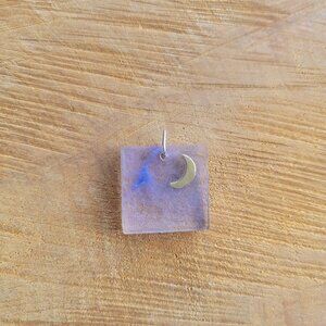 Square Moon Resin Necklace Pendant